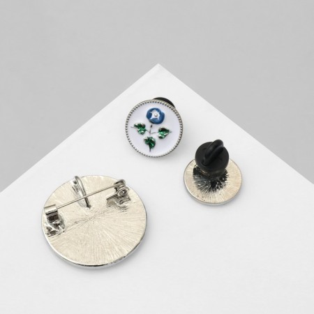 Set 2 objects: earrings, brooch-column "Vintage", colored in silver-1