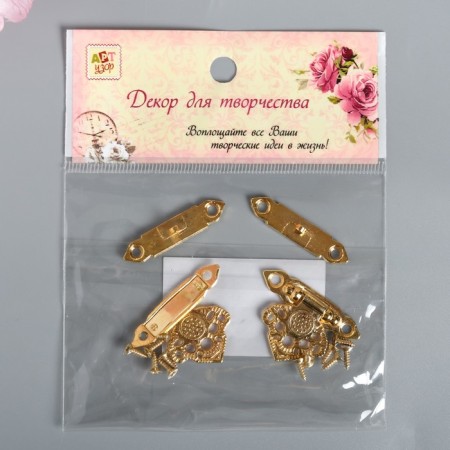 Castle Metal for the casket "Pattern" gold set 2 pcs 2.3x3.3 cm-4