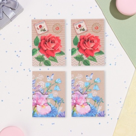 Set of mini -postcard "Wishes - 4" poppy, 40 pieces, 5 x 7 cm