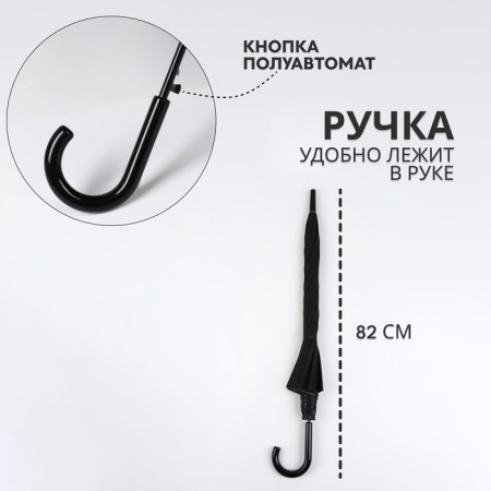 Umbrella - semi -automatic cane, 8 spokes, r = 52/58 cm, d = 116 cm, black color is black-1