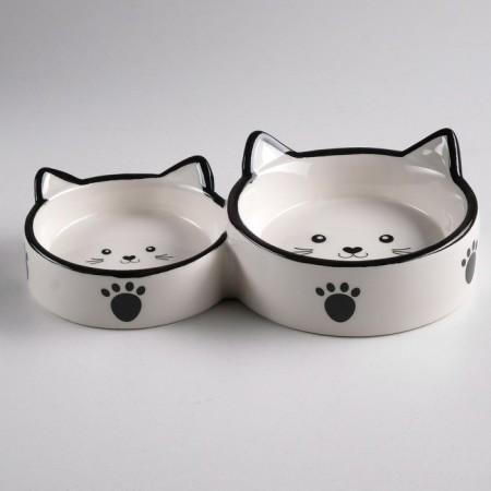 Ceramic bowl "Family" 40/60 ml double 19 x 10.5 x 3.5 cm, white-hourly-2
