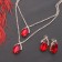 Set 2 objects: earrings, “jacqueline” necklace, oval, white-red color in gold, 45 cm