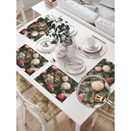 Set of napkins for setting the table "Festive decoration", rectangular, size 32x46 cm, 4 pcs-1