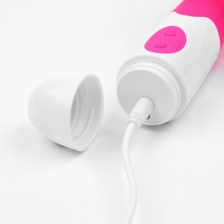 Vibrator-Roller "Wow", 30 modes, clitoris stimulator and points G, IP67, battery, pink-3