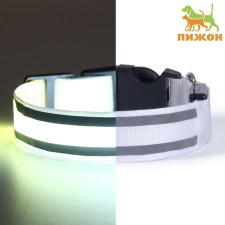 Collar with backlight double strip size S, Osh 35-43 x 2.5 cm, 3 glow modes white
