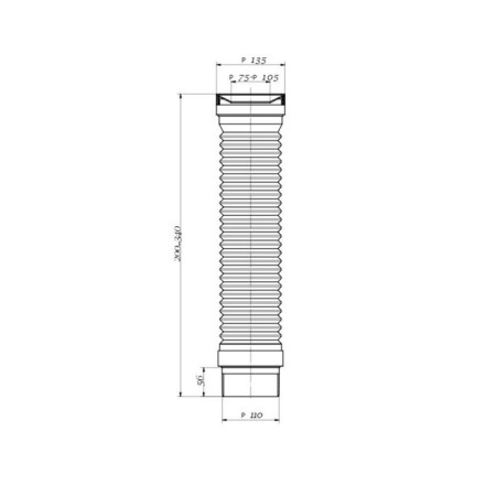 Гофра для унитаза ORIO С-999Р, d=75-105 x 110 мм, L=200-340 мм-3