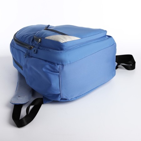 Youth backpack from textiles, 2 departments, 3 pockets, blue color-4