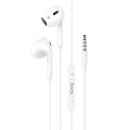 Hoco M101 Max, wired, inserts, microphone, 1.2 m, white