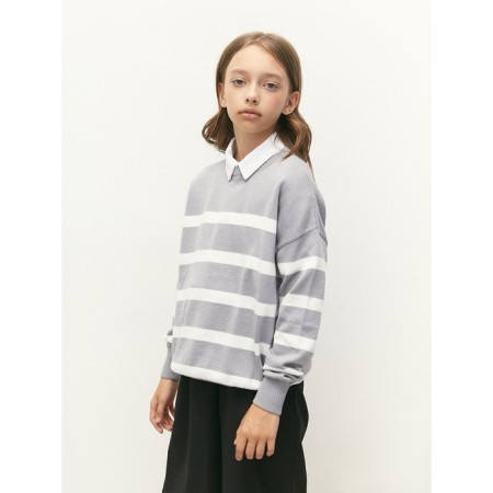 Sweater Knitted Children's Amarobaby Strip, Height 140 cm, Gray Color-8