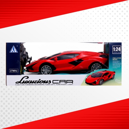 Radio -controlled car "coup", 1:24, light effects, it works from batteries, red color-8