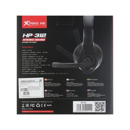 Headphones Xtrike Me HP-312, game, full-size, microphone, 2x3.5 mm, 1.8 m, black-8