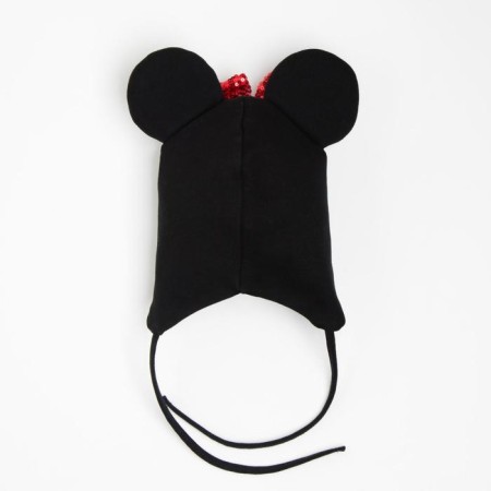 Cap with ties, black color/bow, size 42-46-3