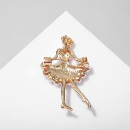 Brooch "Ballerin", the color is red-white in gold-1