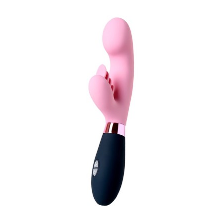 Massager 3 in 1 Eromantica Ornella, pink color, silicone, 21.5 cm-2