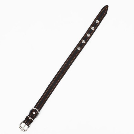 Leather collar with embossing on synthetic winterizer, 46 x 2 cm, Osh 25-35 cm, black-2