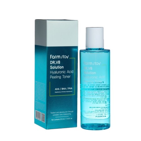 Farmstay toner with hyaluronic acid and aha/bha/pha acids, 210 ml