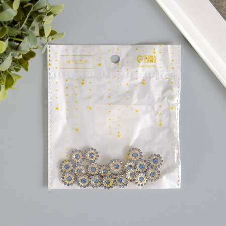 Decor for creativity plastic "Blue-sun flower" set of 20 pcs 1.4x1.4 cm-3