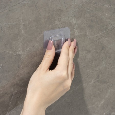 Hooks holders Double self -adhesive shares, set 2 pcs, 5.7 × 5.7 × 1 cm, transparent-11