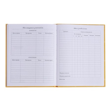 Diary for a music school, 48 sheets, hard cover, matte lamination, foil embossing, reference information, block 60g/m2-9