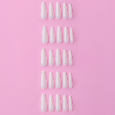 Patching nails, 100 pcs, ballerina shape, in a container, milk color-2