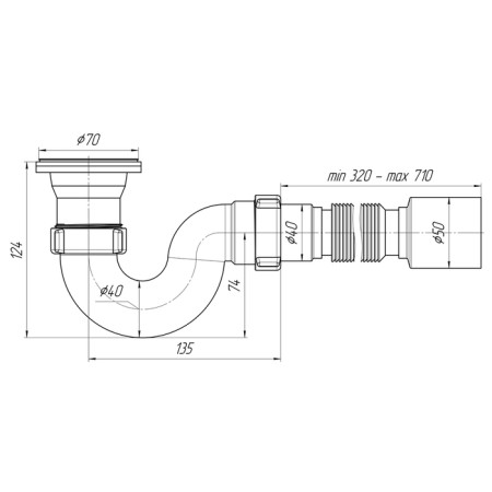 Siphon for the shower pallet "Ani Plast" E115, 1 1/2 "x 40 mm, with a corrugated triber 50 mm-3