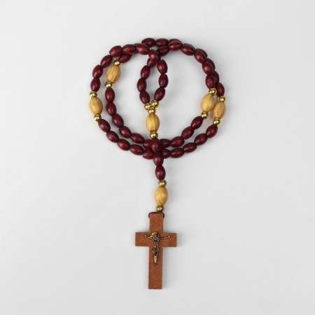 Parsing wooden "Orthodox" 50 beads through a ball, with a cross, a dark brown color-1