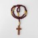 Parsing wooden "Orthodox" 50 beads through a ball, with a cross, a dark brown color