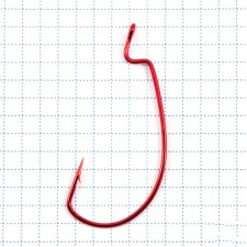 The hook KOI Super Lock Worm, size 50 int, Red color, offset 10 pcs.