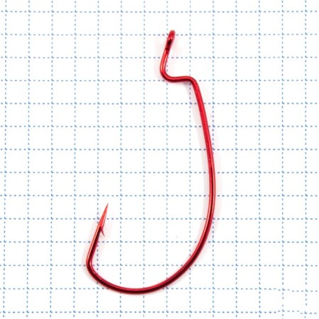 The hook KOI Super Lock Worm, size 50 int, Red color, offset 10 pcs.
