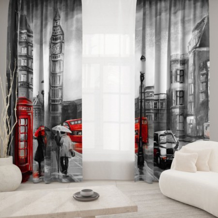 Set of curtains 145x260cm-2pcs, diz. NN033, Gabardin, P/E 100%