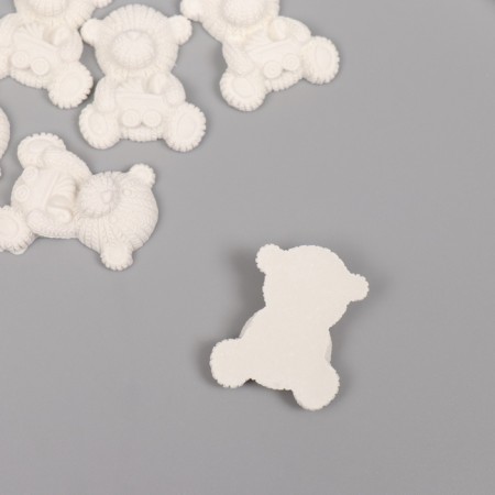 Decor for the creativity of Polystone "Bear with stroller" White set 6 pcs 2.5x3 cm-1