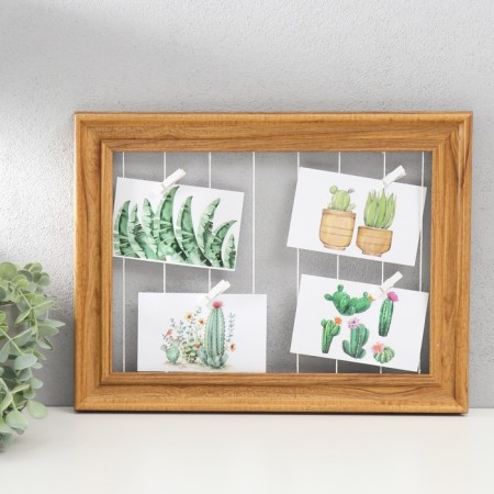 Photo frame plastic in 4 photos "simplicity" with clothespins 40x30 cm