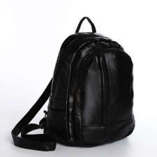Women's backpack made of artificial leather with lightning, black color