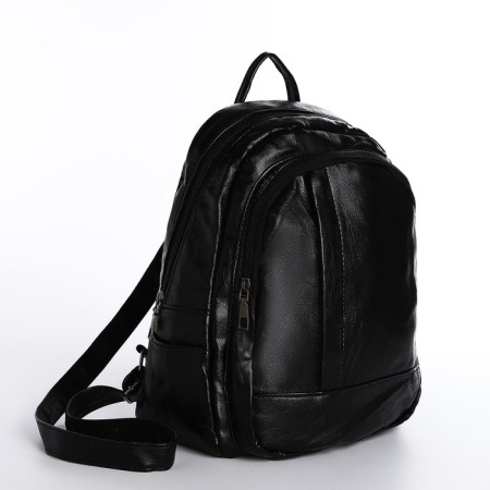 Women's backpack made of artificial leather with lightning, black color