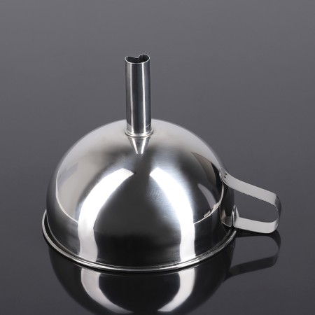 Stainless steel funnel, d = 13 cm, with a handle