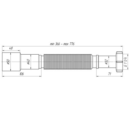 Hofrosif "Ani Plast" K206, 1 1/4 "x 40/50 mm, without release, l = 366-776 mm-2
