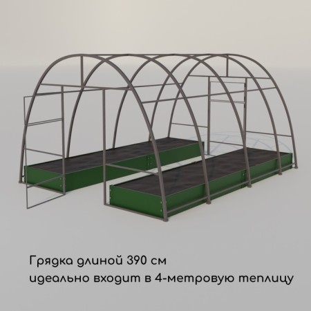Glocked bed, 390 × 100 × 15 cm, color green moss, Greengo-5