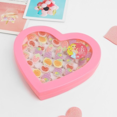 Children's rings are “chosen” drawn fruits, mix, color, dimensionless, 36 pcs.-3