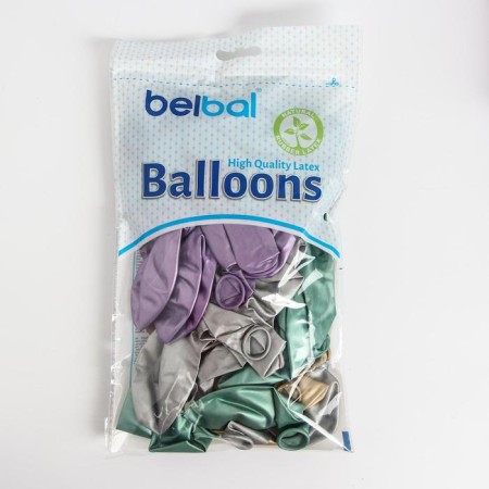 Latex ball 14 ", chrome Glossy, set of 50 pcs., Mix-1
