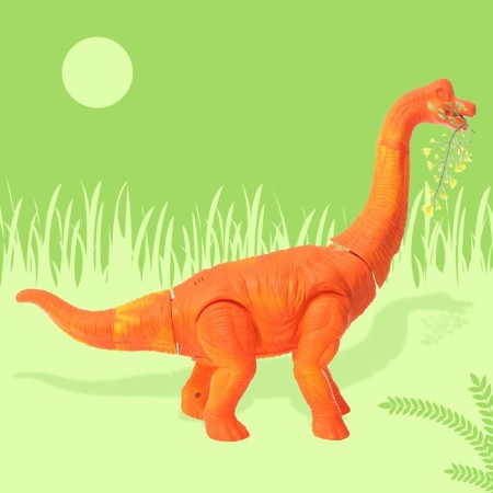Dinosaur "Brachiosaurus Gravoyadnaya", works from batteries, lays eggs, with a projector, color orange-10