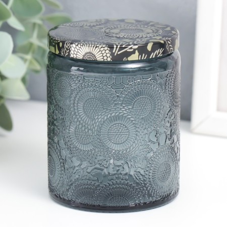 Bank for candles glass with a “flower” lid, cylinder 9x7x7 cm, mix-1