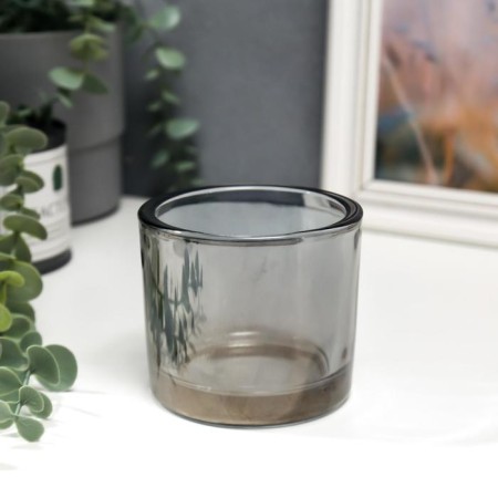 Glass of glass for 1 candle "glass" transparent graphite 8x9.3x9.3 cm-1