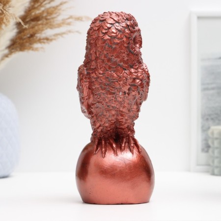 Figure "Owl on the ball" aged copper 19x9x8cm-3