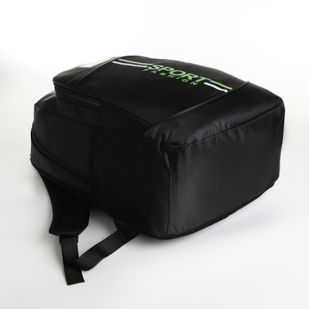 Youth backpack with a zipper, 4 pockets, black/green color-4
