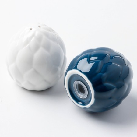 List and Solonka from ceramics "Artichoke", white and blue 6 x 6.5 cm, white-blue color-4