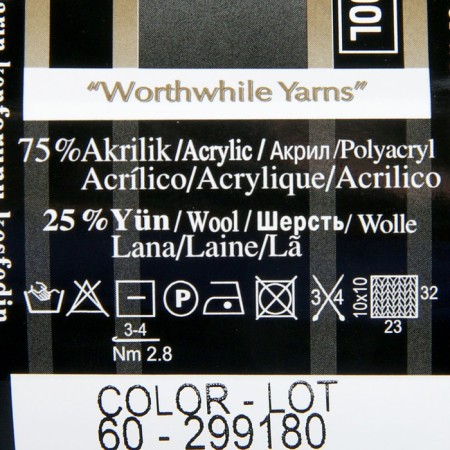 Yarn "Superlana Klasik" 25% wool, 75% acrylic 280m/100g (60 black)-2