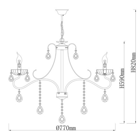 Causte "candle", size 75x86x75 cm, 480W 8xe14 IP 20-4