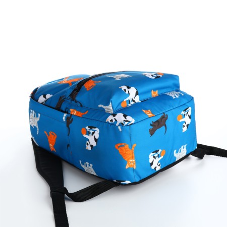 A backpack with a zipper, the color is blue-4