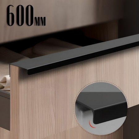Profile handle Cappio RT001BL, l = 600 mm, m/o 480 mm, black color is black-1