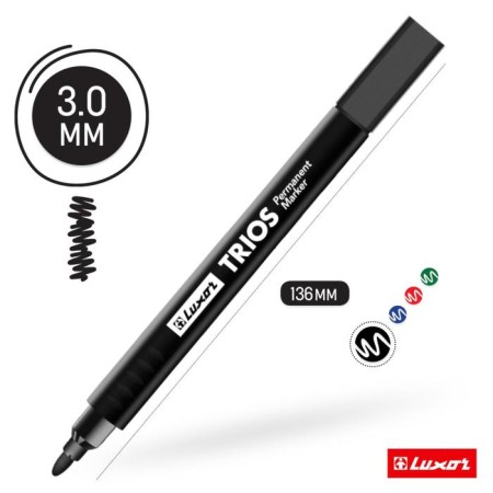 Permanent marker 3 mm, luxor trios, bullet, black-2